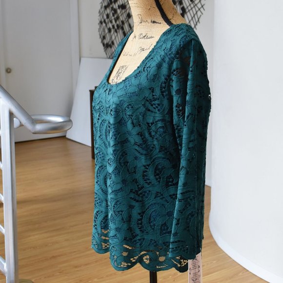 NWT Nanette Lepore Lace Long Sleeve Blouse Top. - Picture 3 of 7